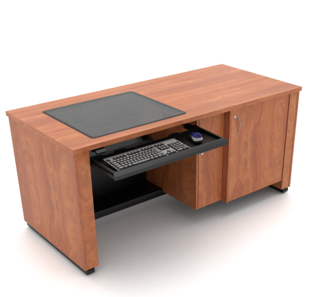 ADA Compliant Height Adjustable Sit/Stand AV Lectern with Locking CPU Compartment & Downview