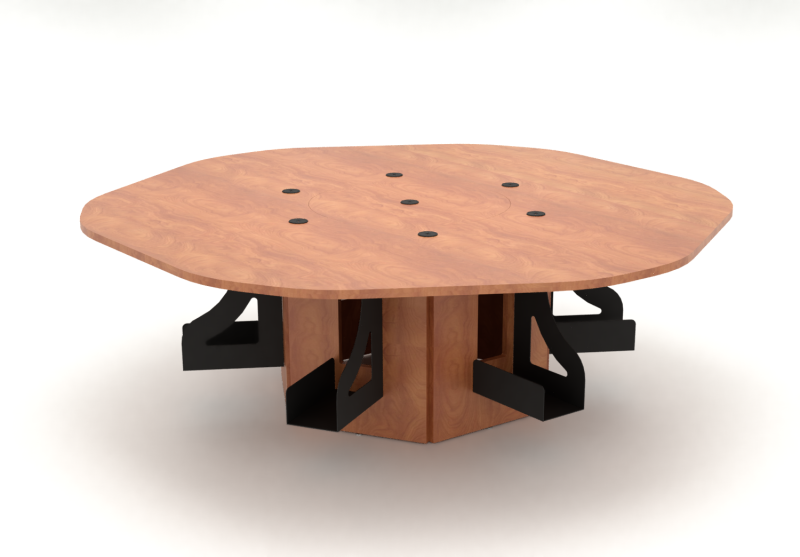 Round Collaboration Table with CPU Holder