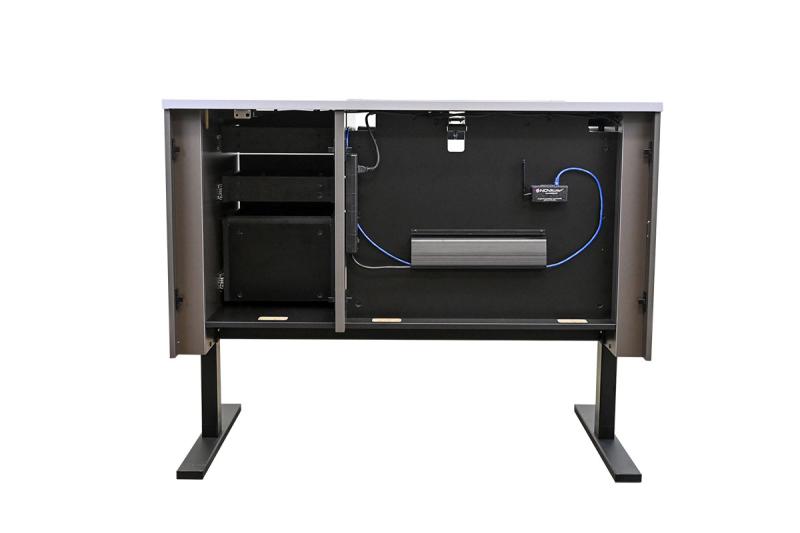 Sit-Stand-Pedestal-Downview-NoMods_Rear_Seated_FashionGreyWS_SlateGreyB